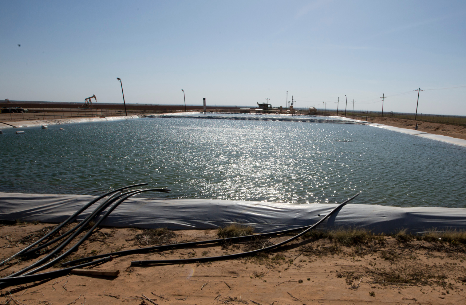 A fracking water retention pond near Big Spring, Texas. Water use by the industry is soaring.