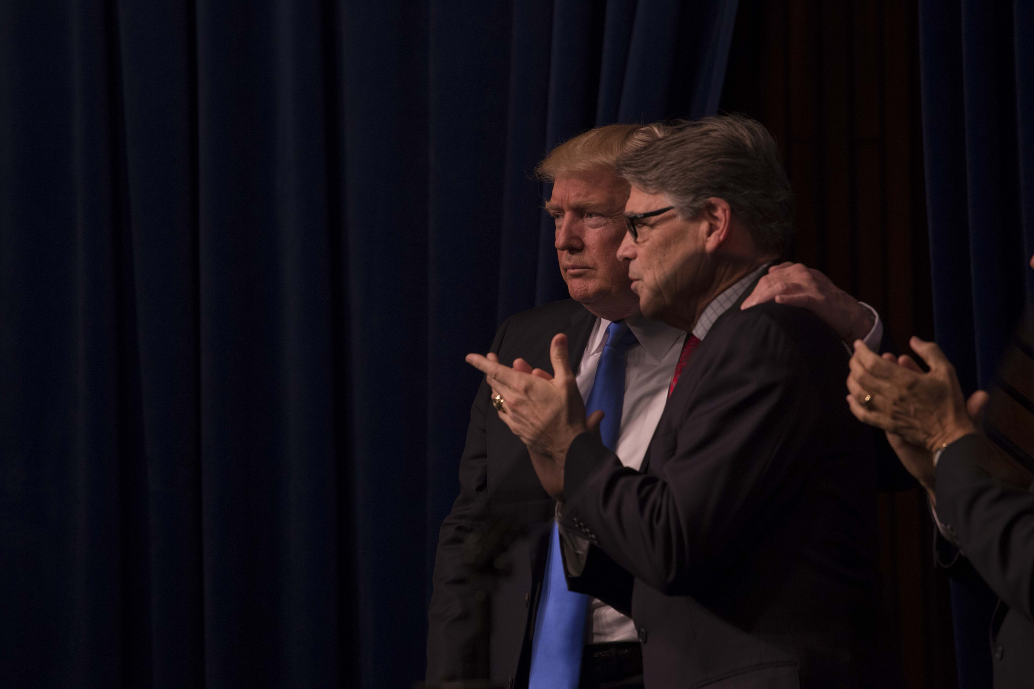 President Donald Trump and Energy Secretary Rick Perry at the “Unleashing American Energy” event on June 29, 2017, at U.S. Department of Energy headquarters in Washington, D.C.